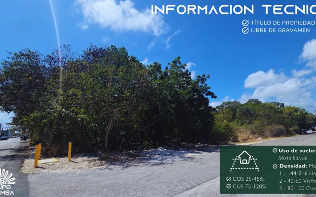 Terreno en venta en Playa del Carmen – 4,388. m² | Ubicación con alto potencial comercial