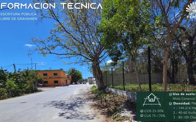 Terreno en Playa del Carmen. 2,062 m² Av. 11 Sur, Bellavista
